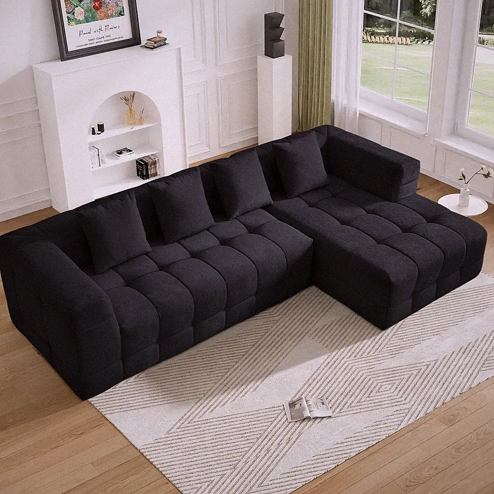 120" Convertible L-Shaped Boneless Deep Seat Sectional Sofa No Assembly Required