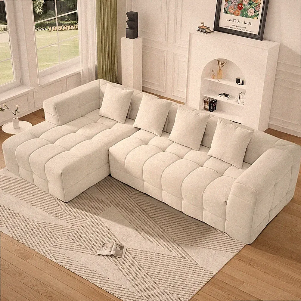 120" Convertible L-Shaped Boneless Deep Seat Sectional Sofa No Assembly Required