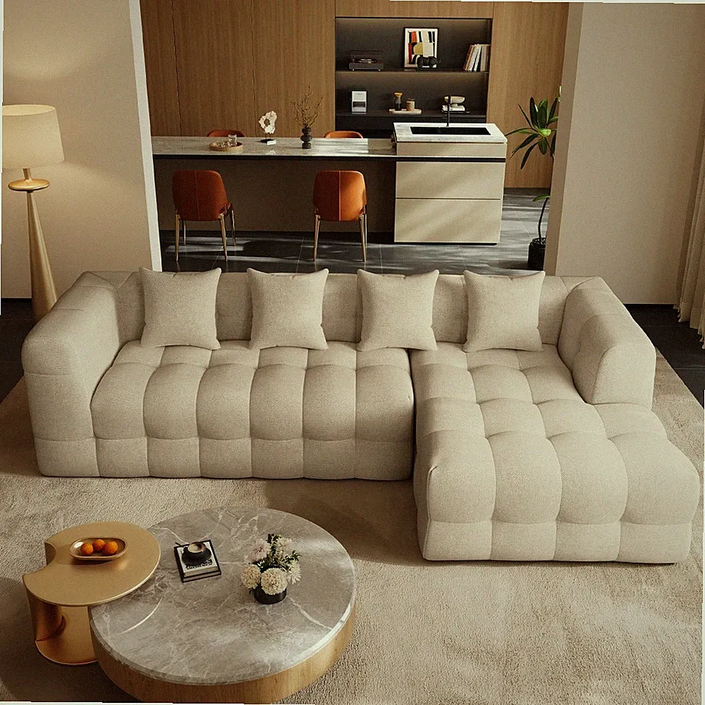 120" Convertible L-Shaped Boneless Deep Seat Sectional Sofa No Assembly Required
