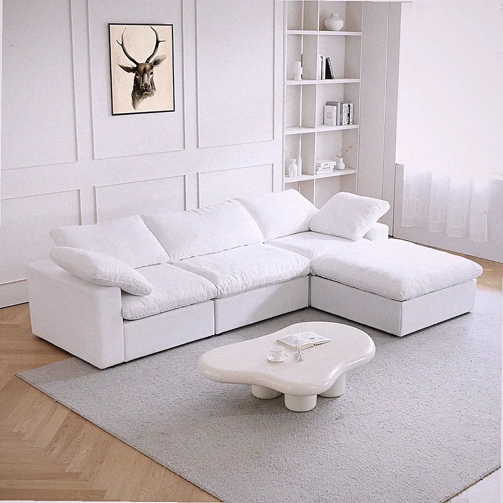 120" L Shape Cloud Modular Couches for Living Room, Modern Convertible Sectional