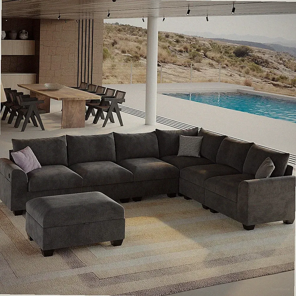 Large Living Room Cotton Sectional Sofas