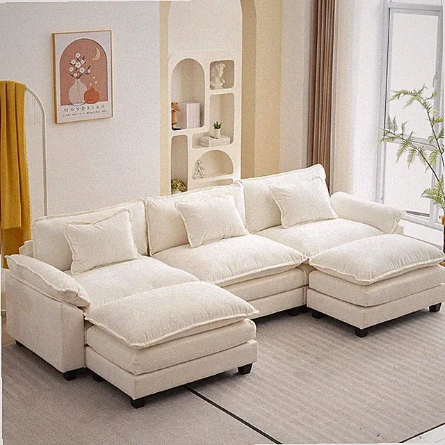 120" Modular Sectional Sofa, Comfy Cloud Couch Sectional Sofa with Ottoman, Chen
