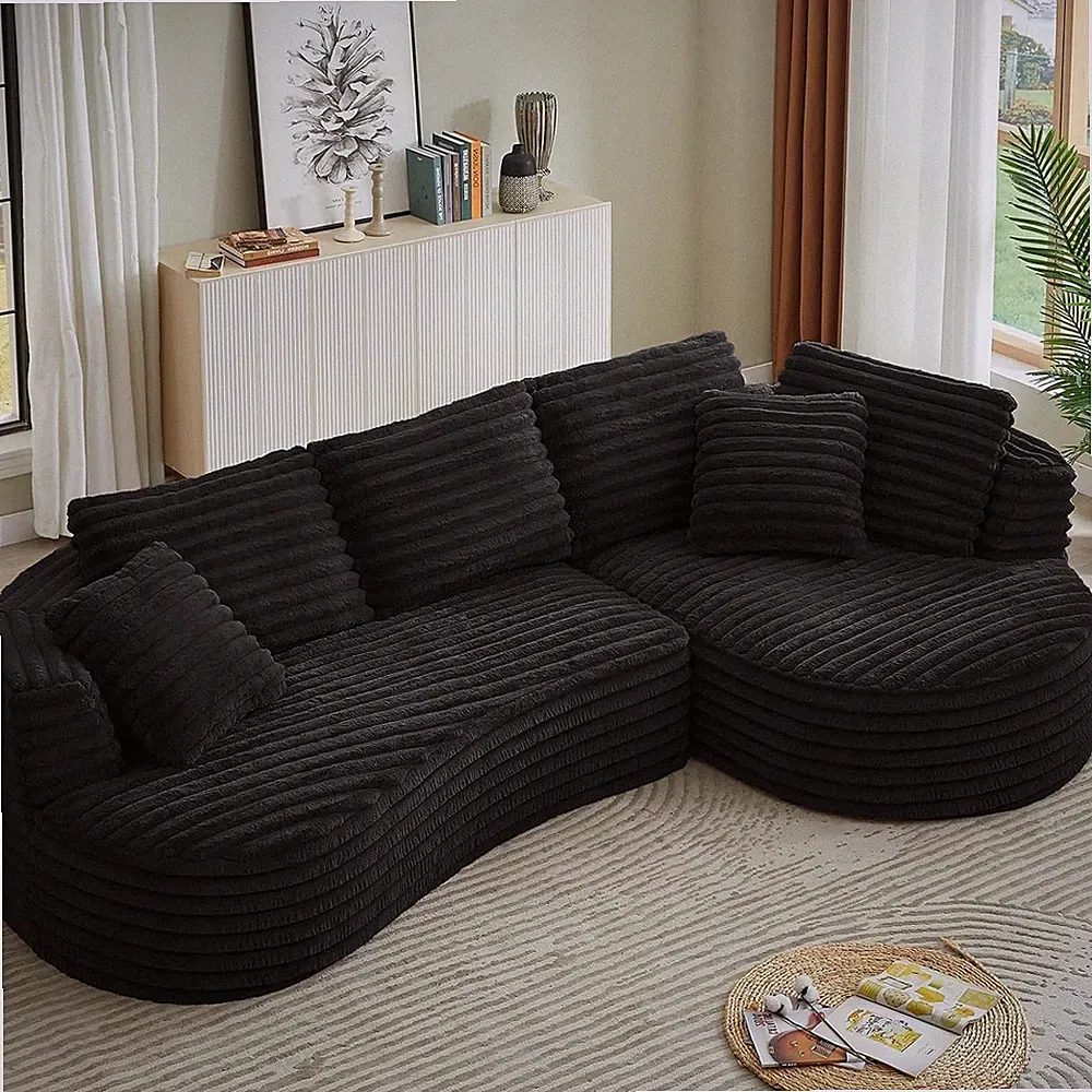 121" Curved Luxury Sectional Sofa Oversized L Shaped Couch with Chaise