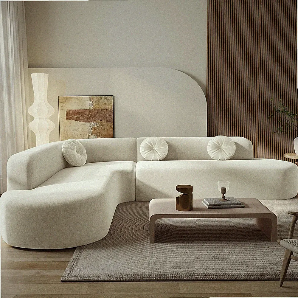 122" Extra Large Curved Modular Sectional Sofa with 3 Round Cushions