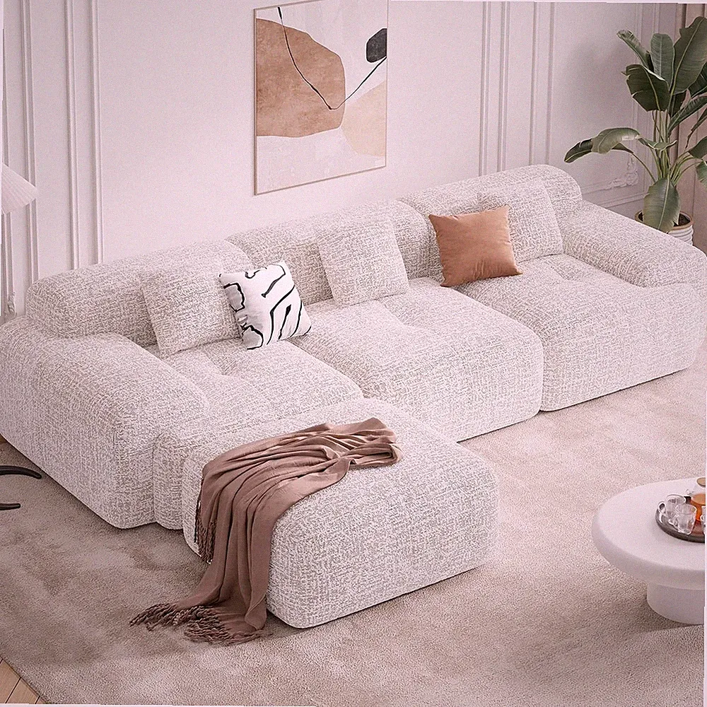 122" Modern L Shaped Modular Sectional Sofa, Boneless Couches for Living Room wi