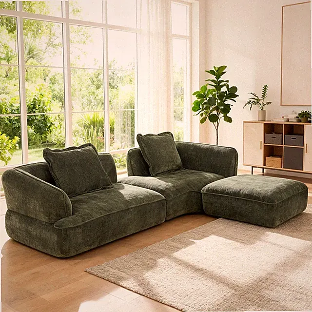 122" Modern L-Shaped Sectional Sofa w/High-Density Fully Compressed Sponge and