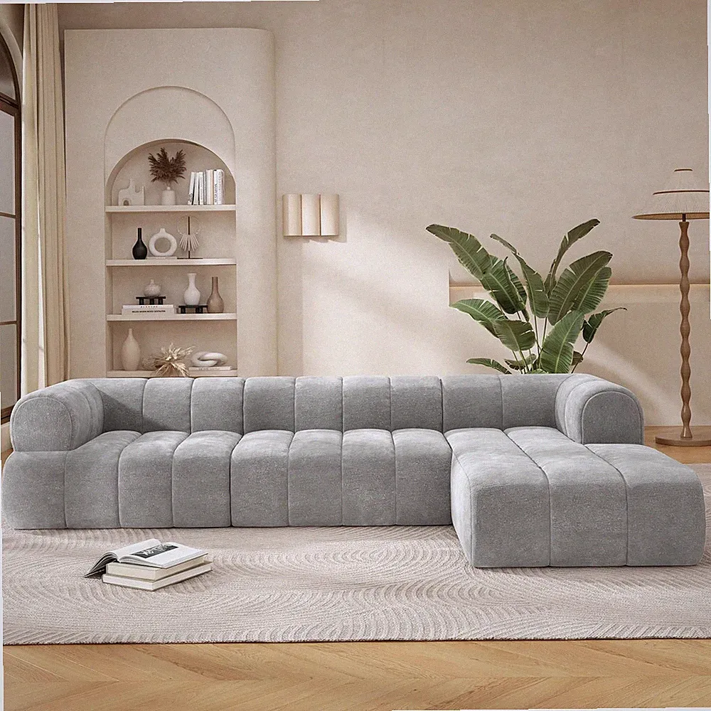 122" Modern L-Shaped Sectional Sofa with Chaise Lounge,Skin-Friendly Fully Compr