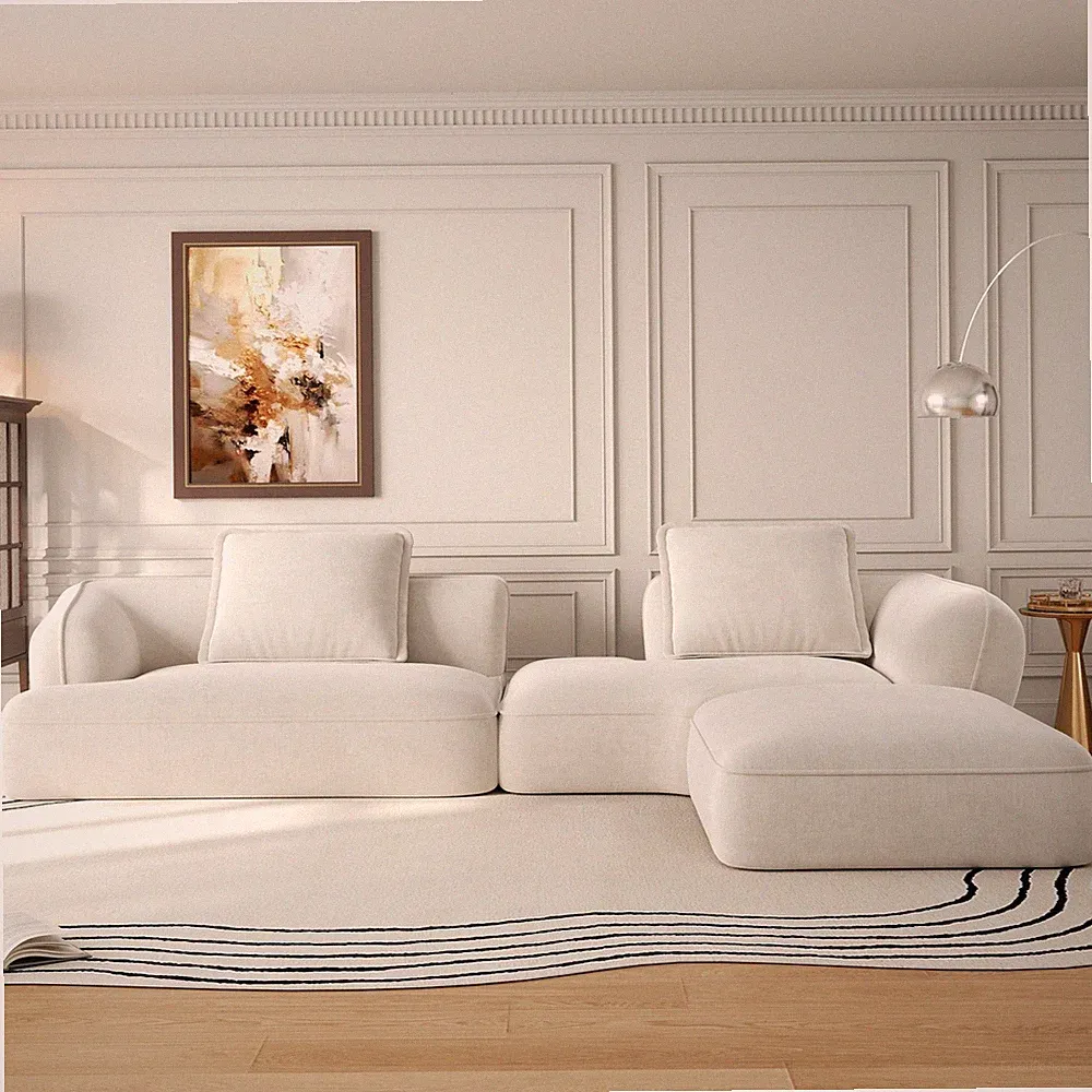 122" Modern L-Shaped Sectional Sofa with High-Density Fully Compressed Sponge