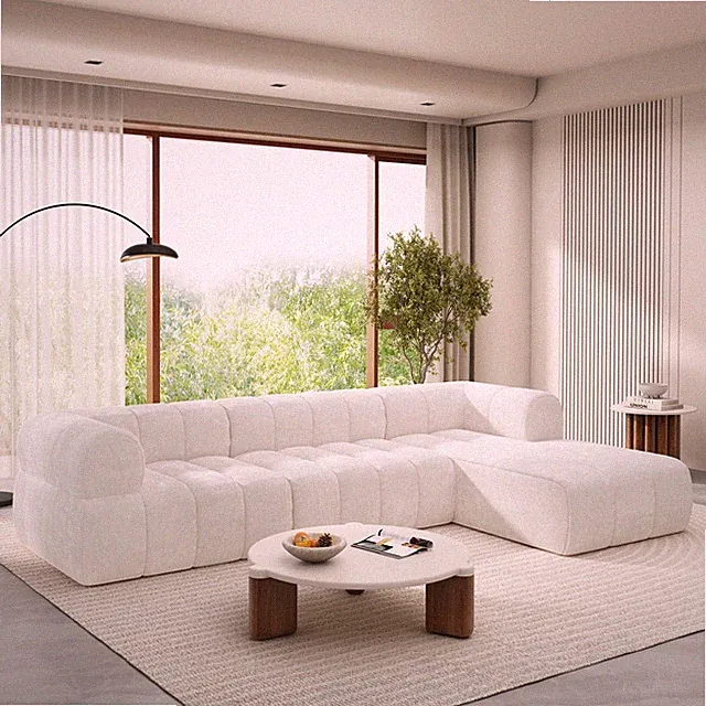 122" Modern L-Shaped Sectional Sofa with High-Density Fully Compressed Sponge an