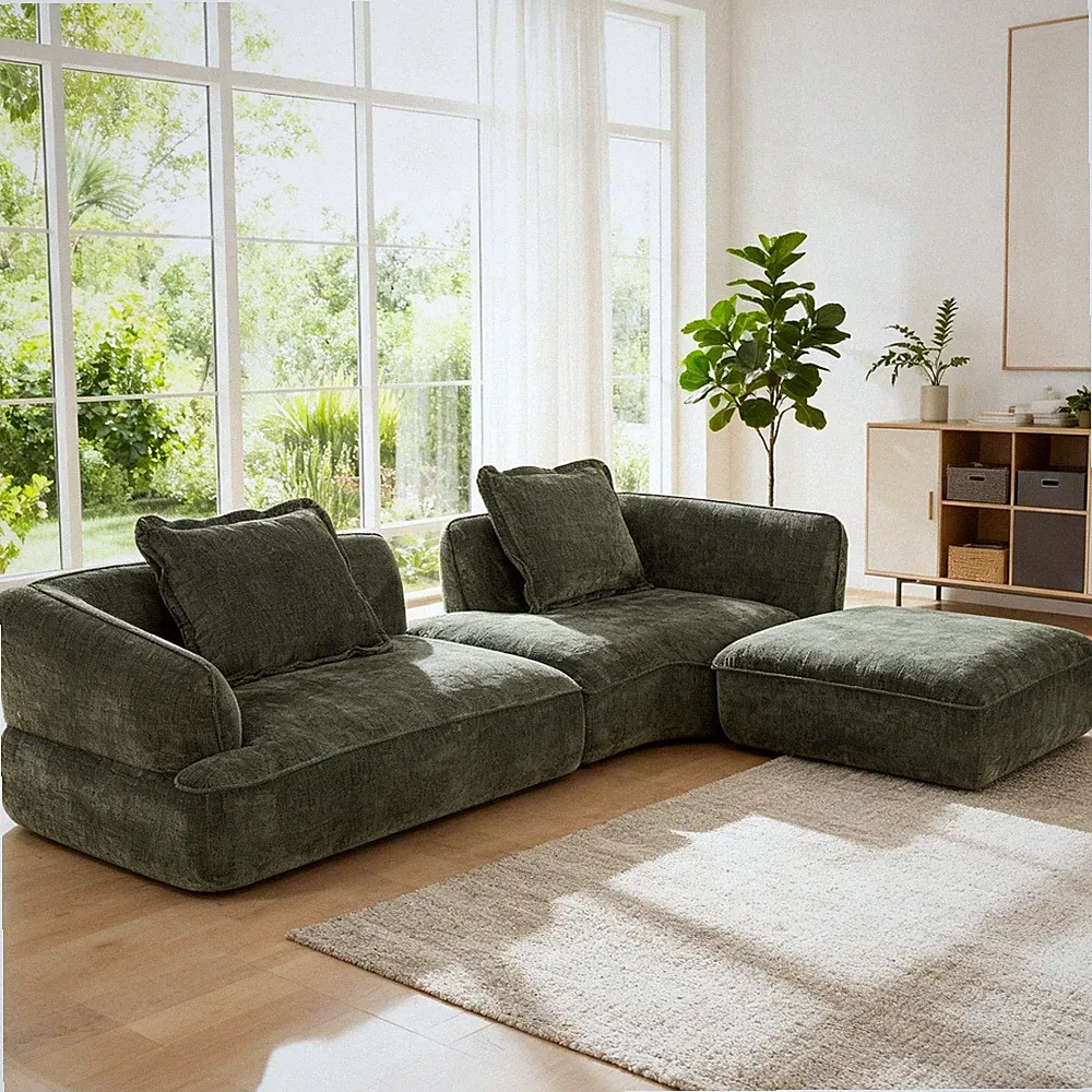 122" Modern L-Shaped Sectional Sofa with High-Density Fully Compressed Sponge an