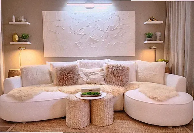 124.8" Modern Curved Sofa Couch, Upholstery Boucle Sofa with Pillows, Right Hand