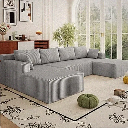 124" Boneless Cloud Couch Sectional Couches Sofa for Living Room