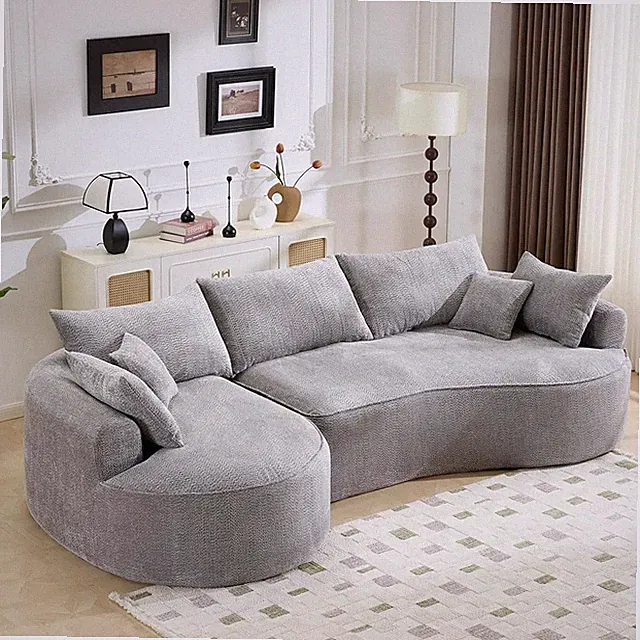 126.4in Oversized L-Shaped Boneless Sofa, Deep Seat Sectional Couch Curved Seats