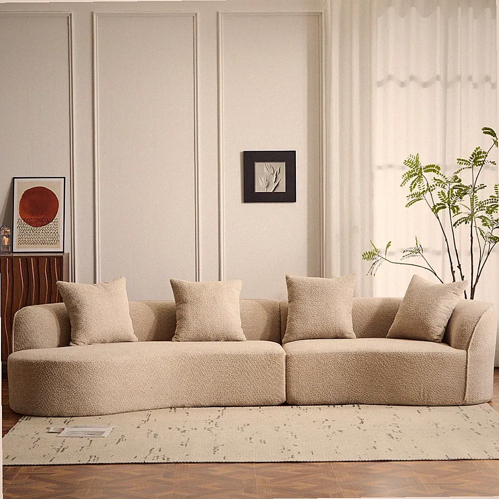 126" Curved Sectional Sofa (Almond-D28 Full Foam)