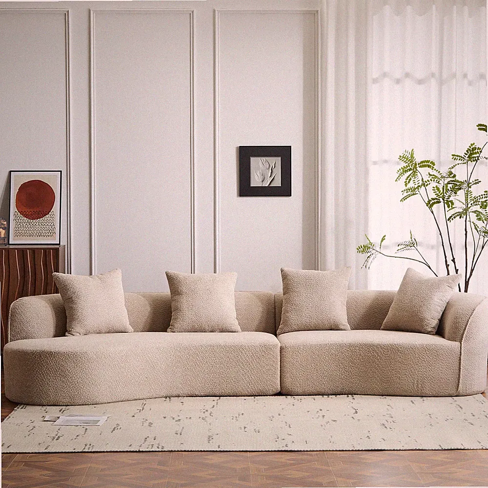126" Curved Sectional Sofa (Almond-D28 Full Foam)