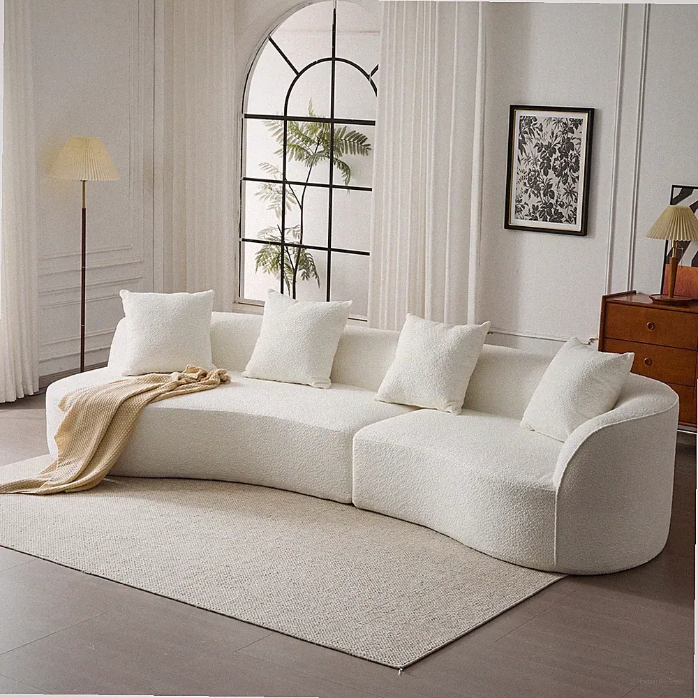 126"Curved Sectional Sofa (Beige-D28 Full Foam)