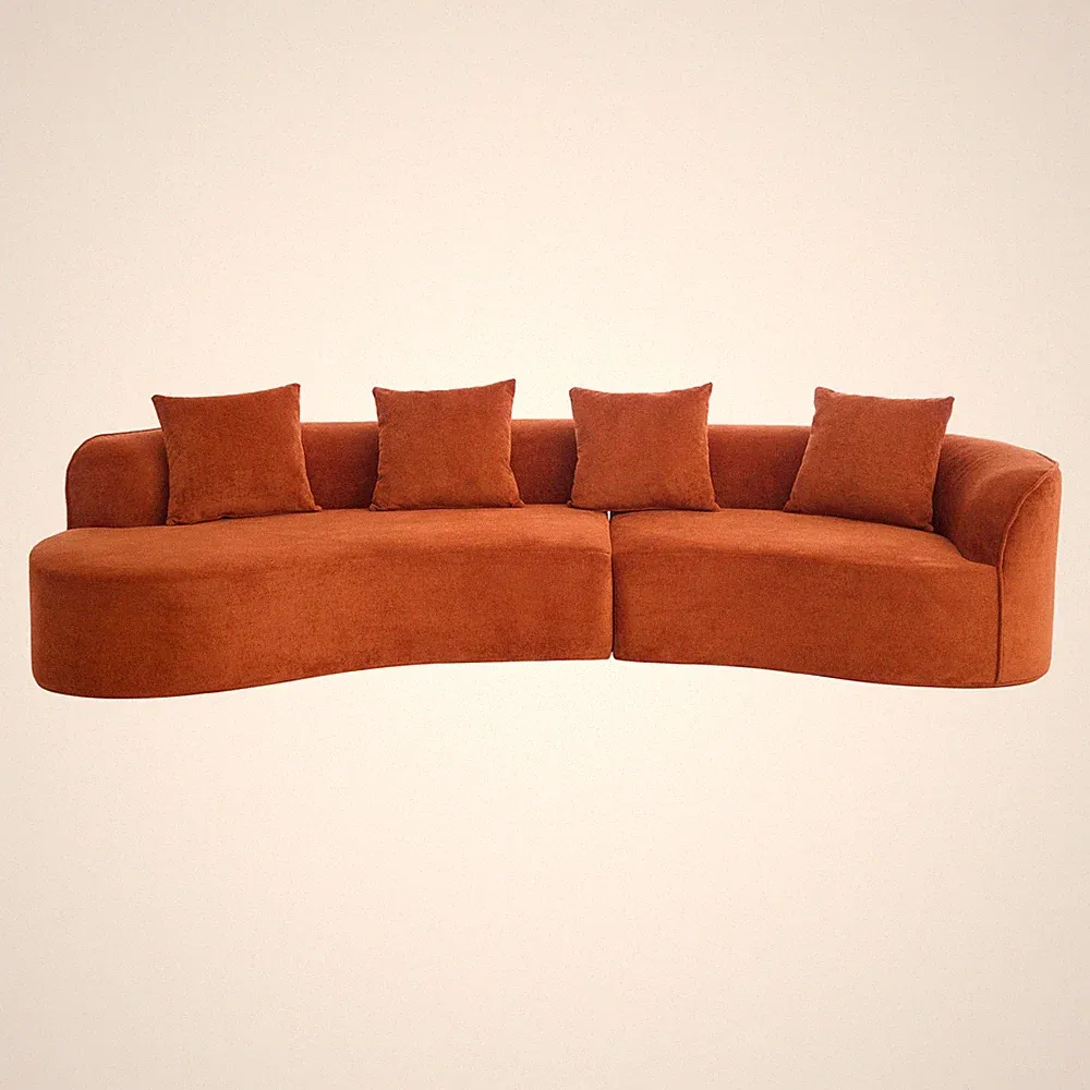 126" Curved Sectional Sofa (Dark Orange-D28 Full Foam)