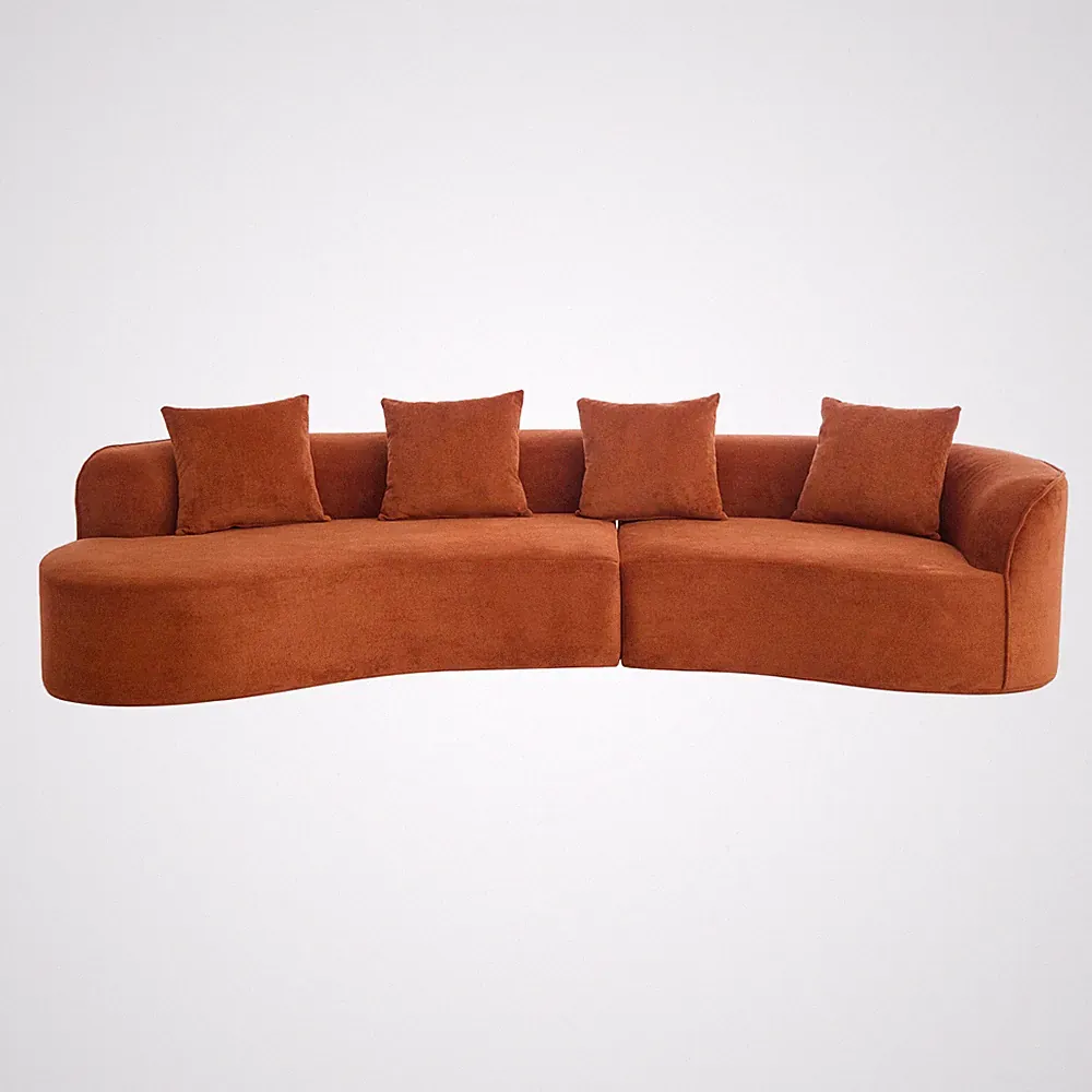126" Curved Sectional Sofa (Dark Orange-D28 Full Foam)
