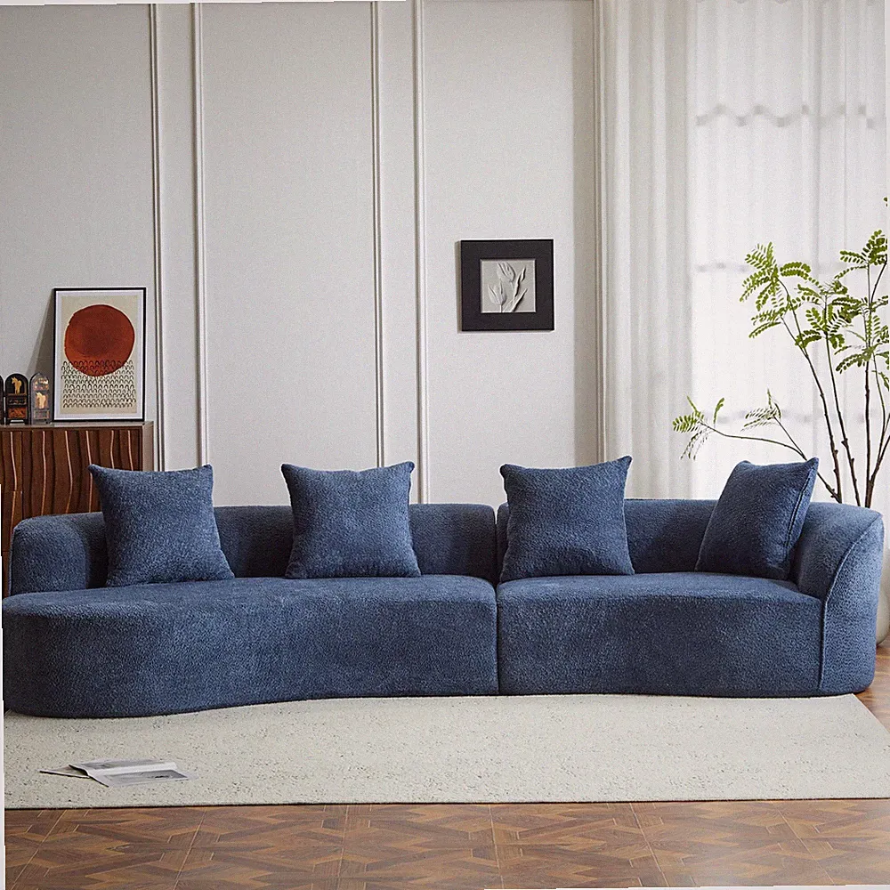 126" Curved Sectional Sofa (Navy Blue-D28 Full Foam)