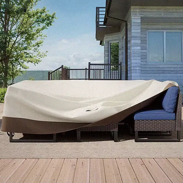 126 In. W X 68 In. D X 23 In. H Beige Outdoor Conversation Set Patio Sofa Furnit