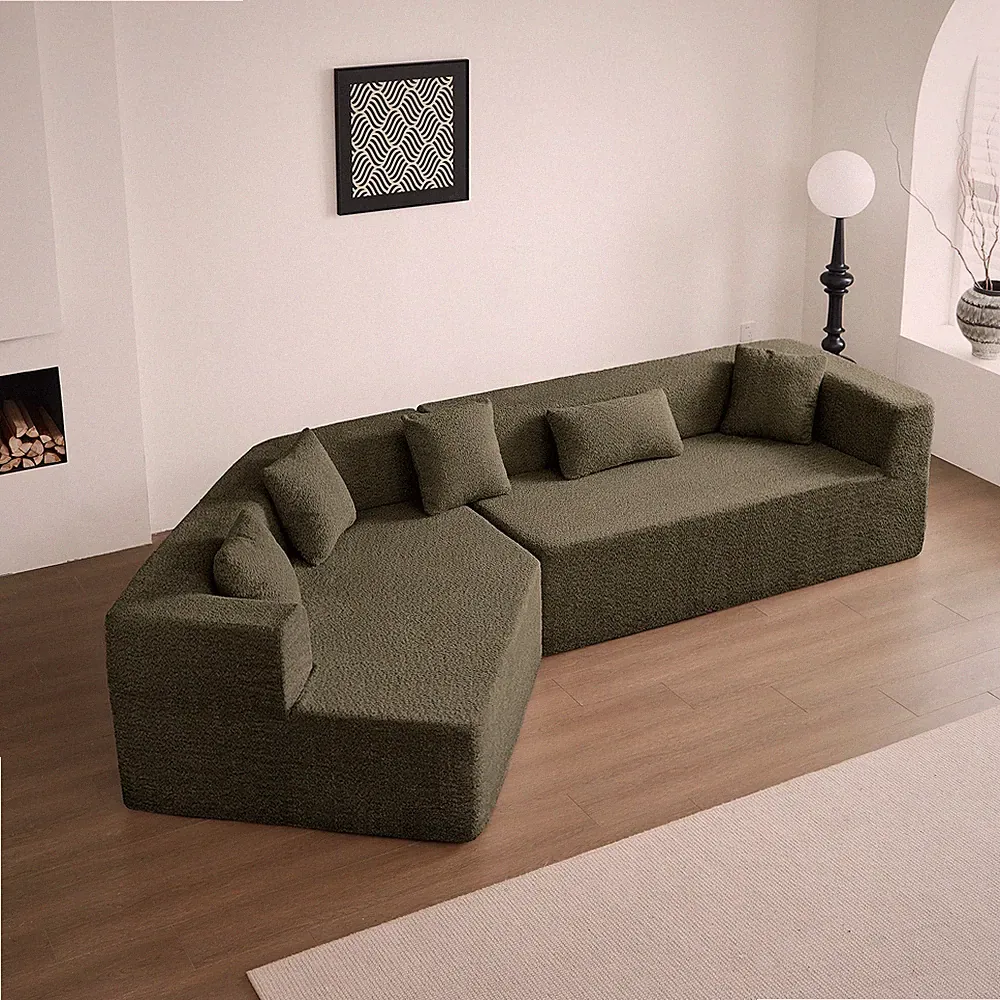 127.5'' Modern Minimalist Sectional Cloud Couch With Deep Seat,No Assembly Req