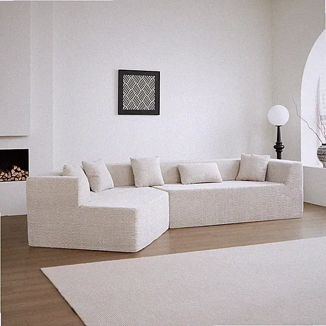 127.5'' Modern Minimalist Sofa Deep Seat High-Density Foam Modular Geometric USA