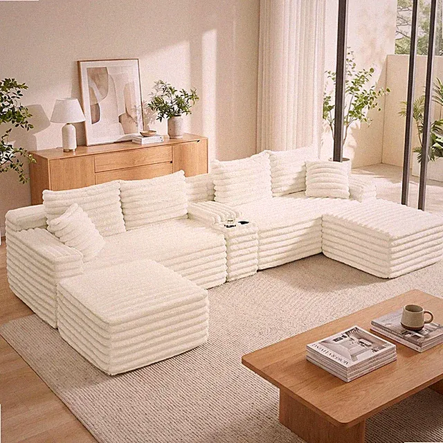 127-Inch U-Shaped Symmetrical Cloud Sectional Couch Compressed Modular Boneless