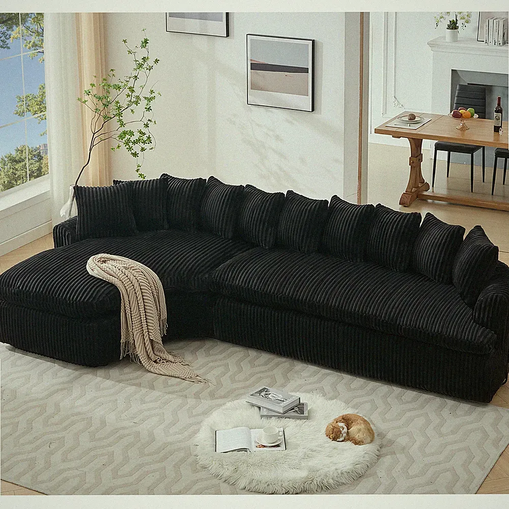 127'' Large Sectional Sofa ,Elegant Curved Design ,High-Resilience Foam ,Ten Ba