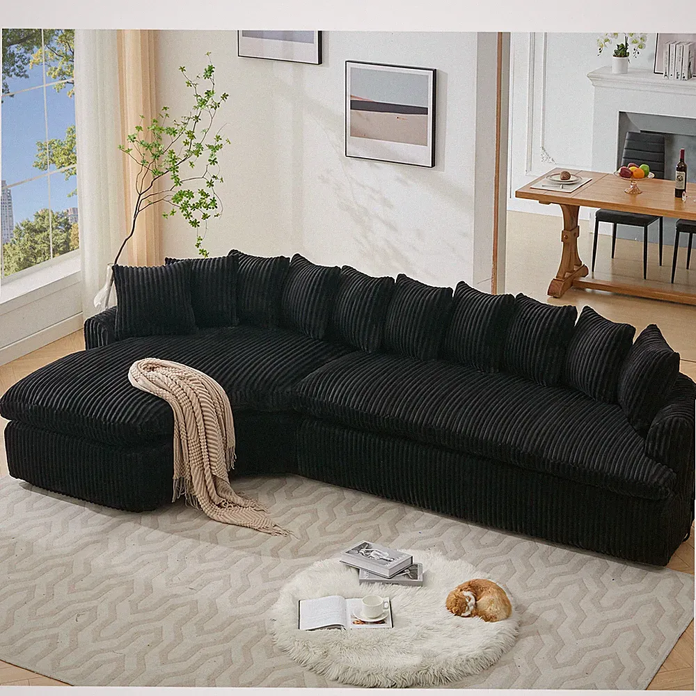 127'' Large Sectional Sofa ,Elegant Curved Design ,High-Resilience Foam ,Ten Ba