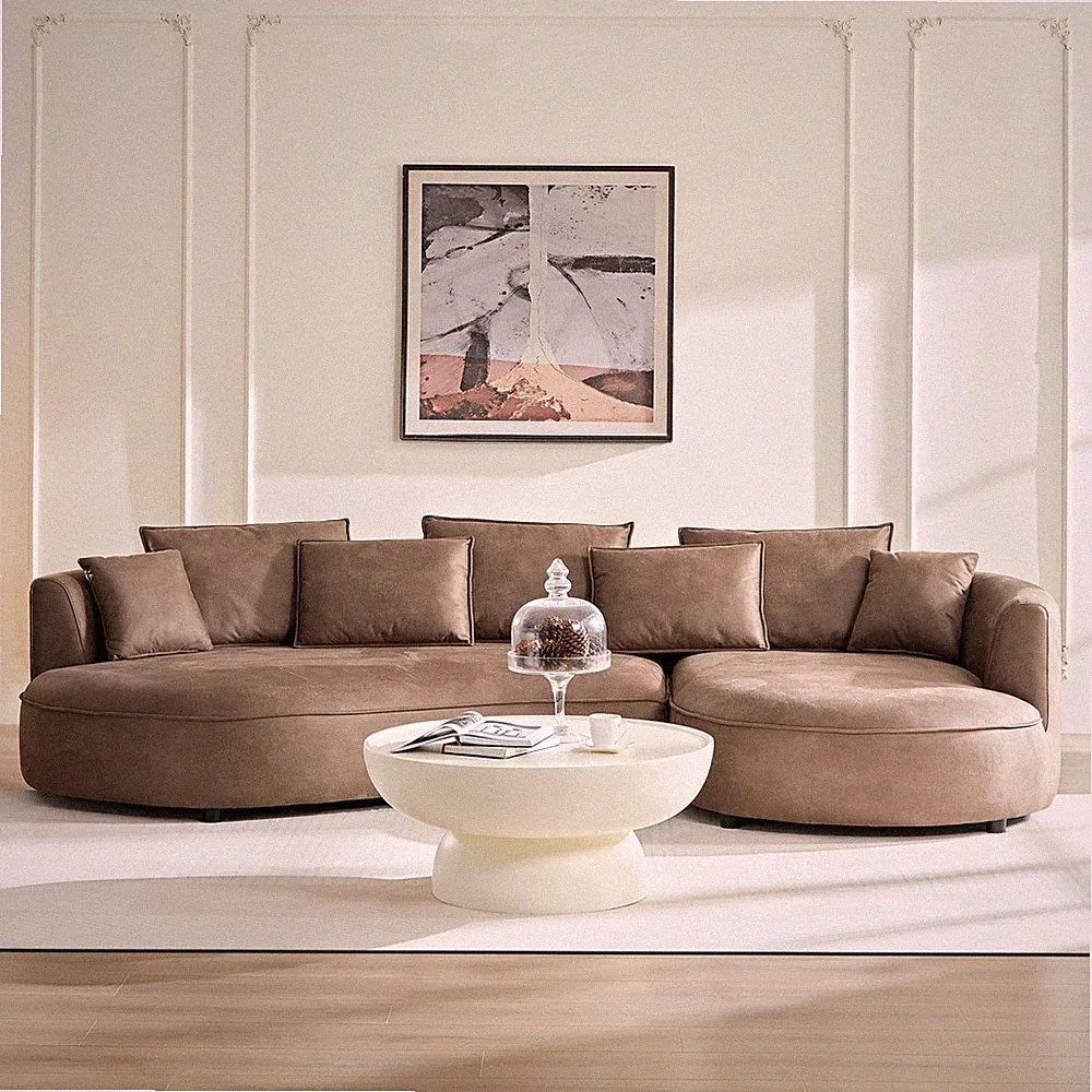 128.74 Inch Modern Sectional Curved Sofa Couch for Living Room,Leathaire Uphol