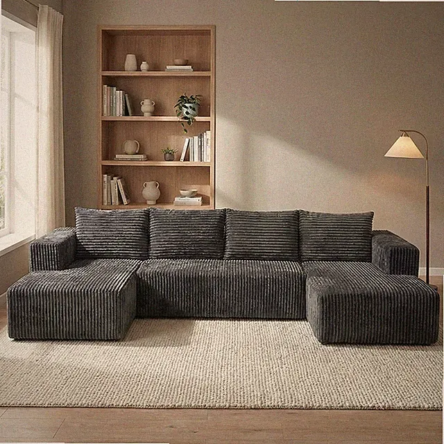 128" Modular Boneless Couches Cloud Couch Sofa U-Shaped Sectional Sofa US Stock