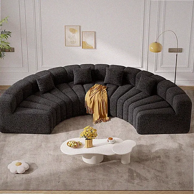128" Oversized Curved Cloud Couch, Modern Compressed Modular Sectional Sofa, 4 S