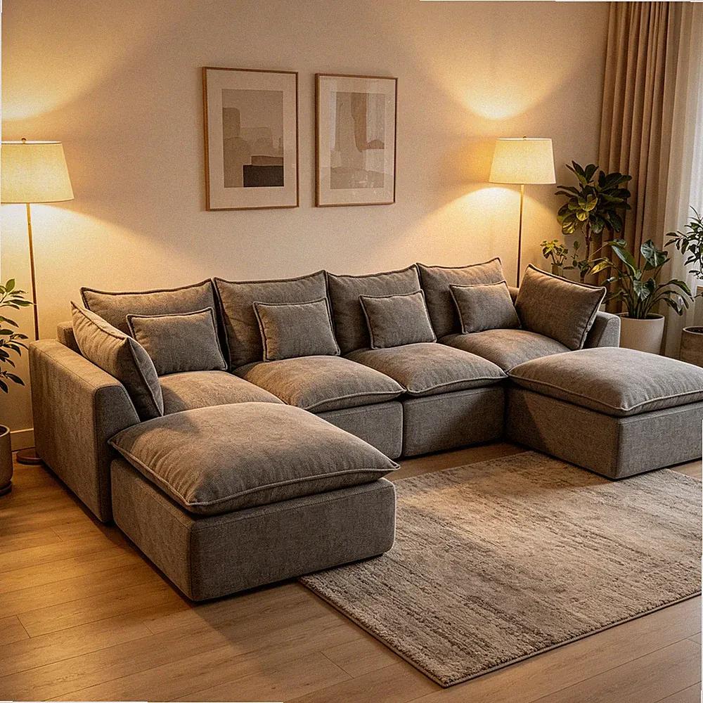 129.8" Width Cloud Couch Oversized Modular Sectional Sofa True Relax Comfy