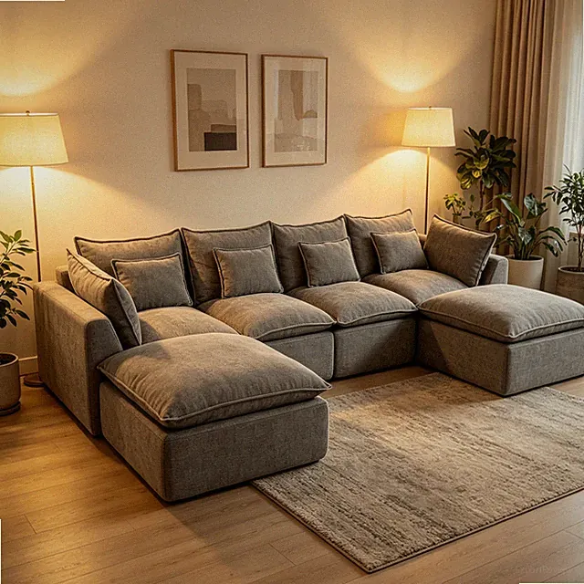 129.8" Width Cloud Couch Oversized Modular Sectional Sofa True Relax Comfy Cou