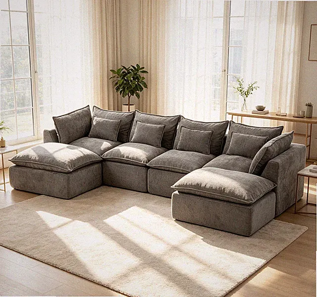 129.8" Width Cloud Couch Oversized Modular Sectional Sofa True Relax Comfy Couch