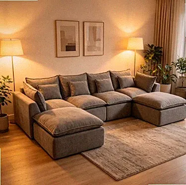 129.8 Width Cloud Couch Oversized Modular Sectional Sofa True Relax Comfy Couch