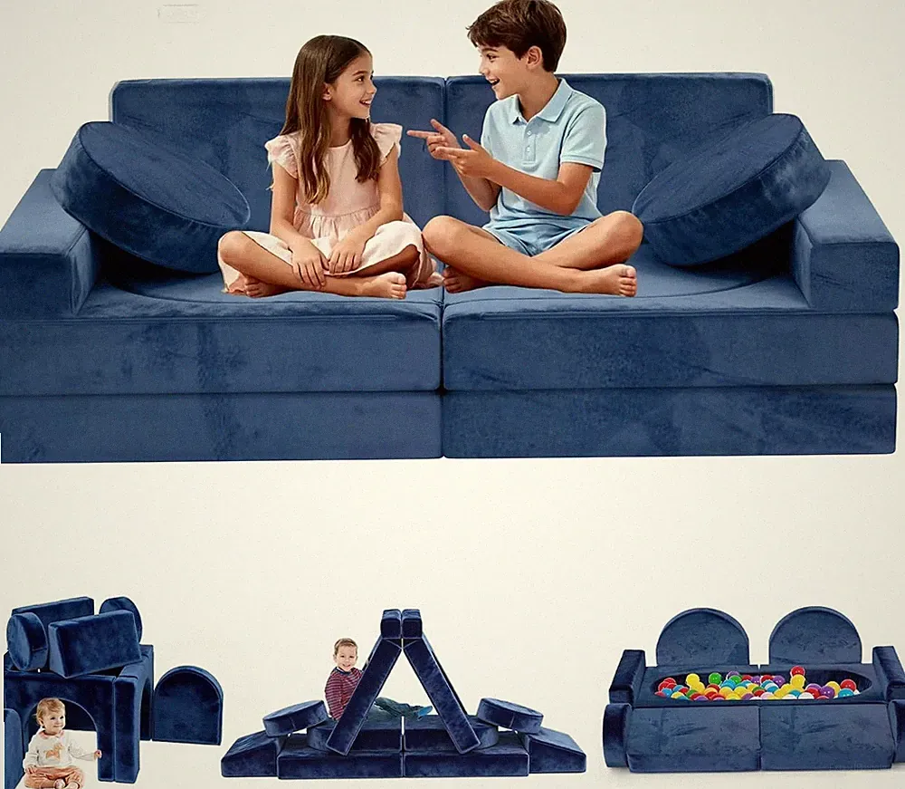 12Pcs Modular Kids Play Couch, Convertible Toddler Sectional Sofa | CPC Certifie