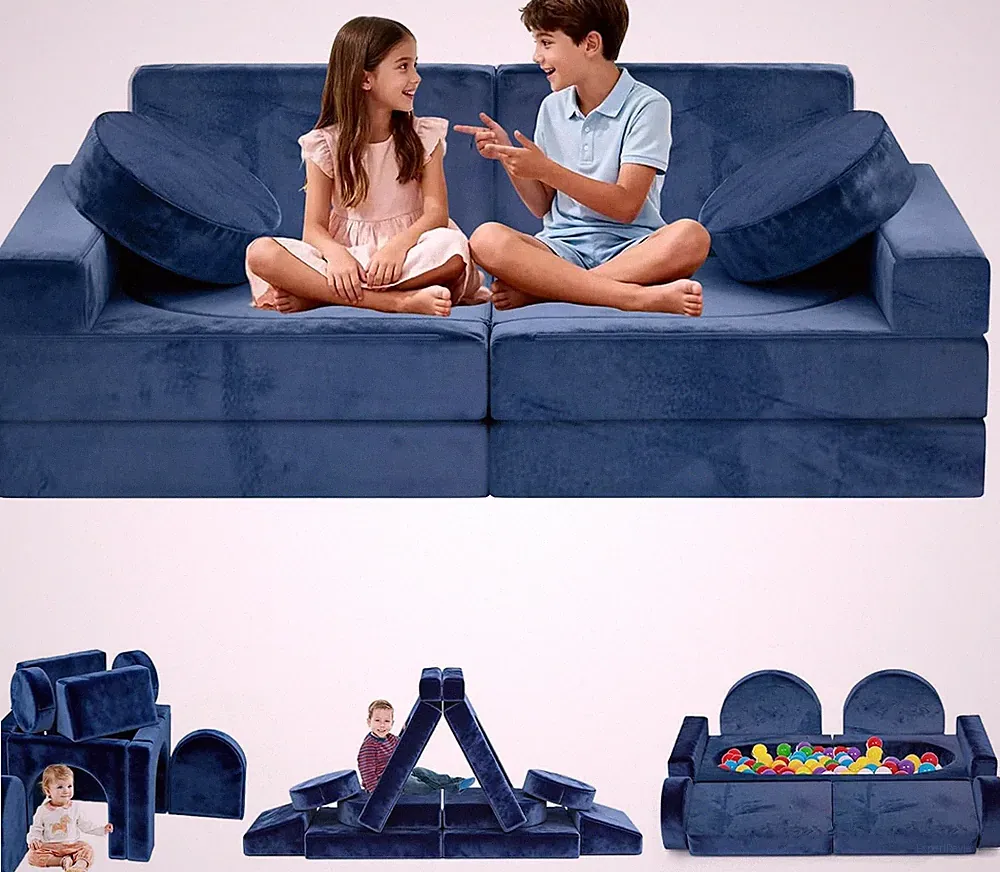 12Pcs Modular Kids Play Couch, Convertible Toddler Sectional Sofa | CPC Certifie
