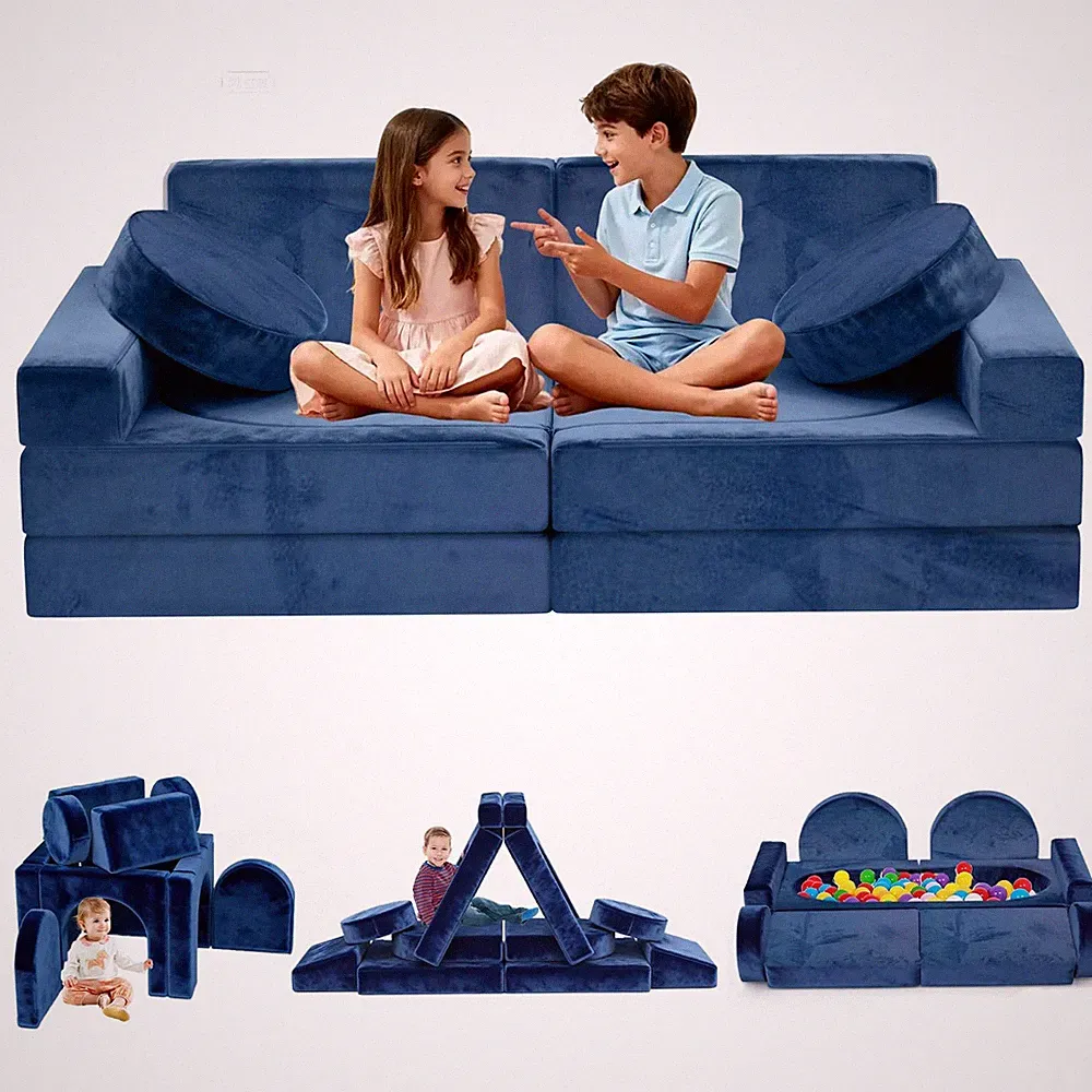12pcs Modular Kids Play Couch - CPC Certified Convertible Toddler Sectional S...
