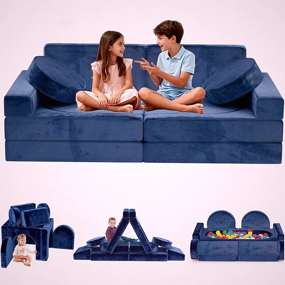 12pcs Modular Kids Play Couch - CPC Certified Convertible Toddler Sectional S...