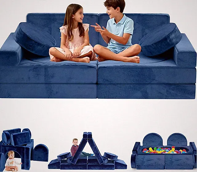 12Pcs Modular Kids Play Couch - CPC Certified Convertible Toddler Sectional Sofa