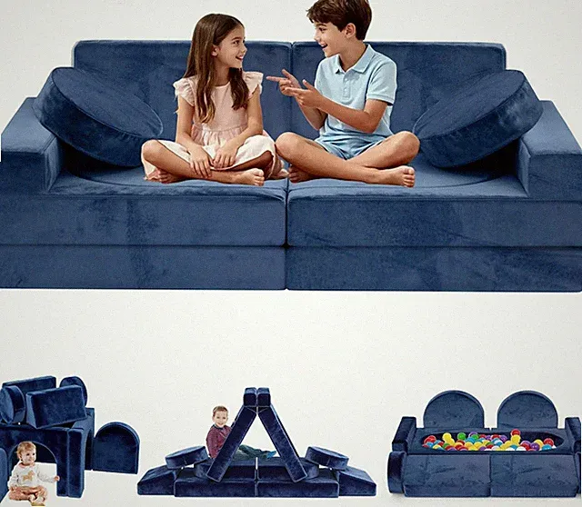 12Pcs Modular Kids Play Couch - CPC Certified Convertible Toddler Sectional Sofa