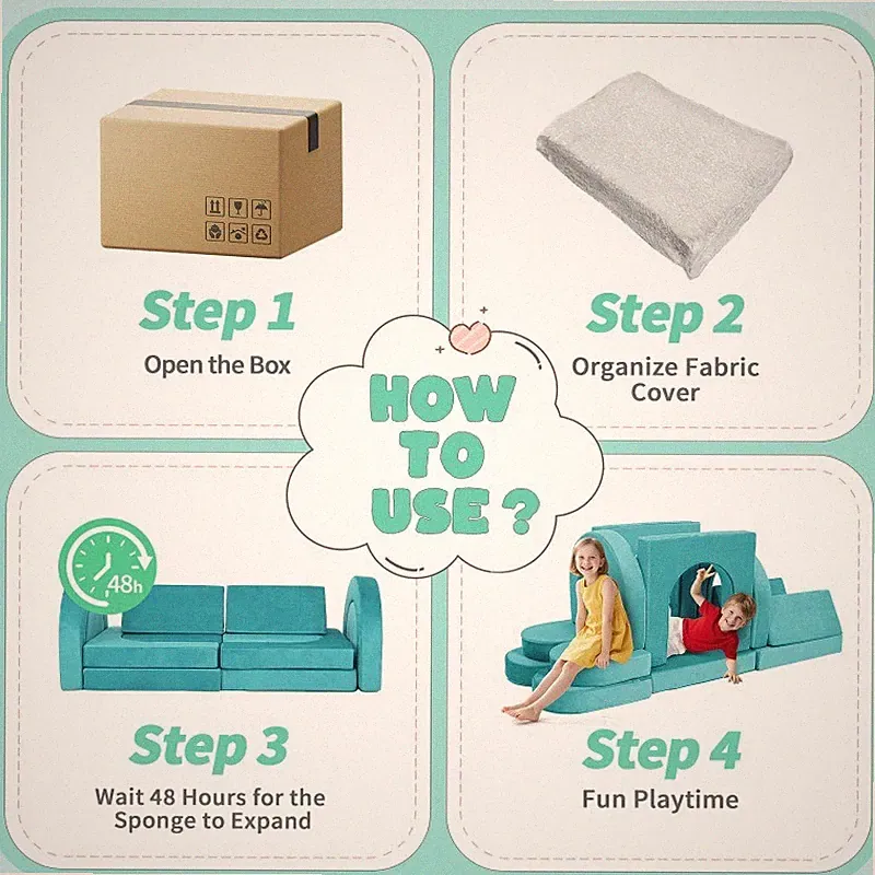12pcs Modular Kids Play Couch Toddler Sectional Floor Sofa Children Couch Sets