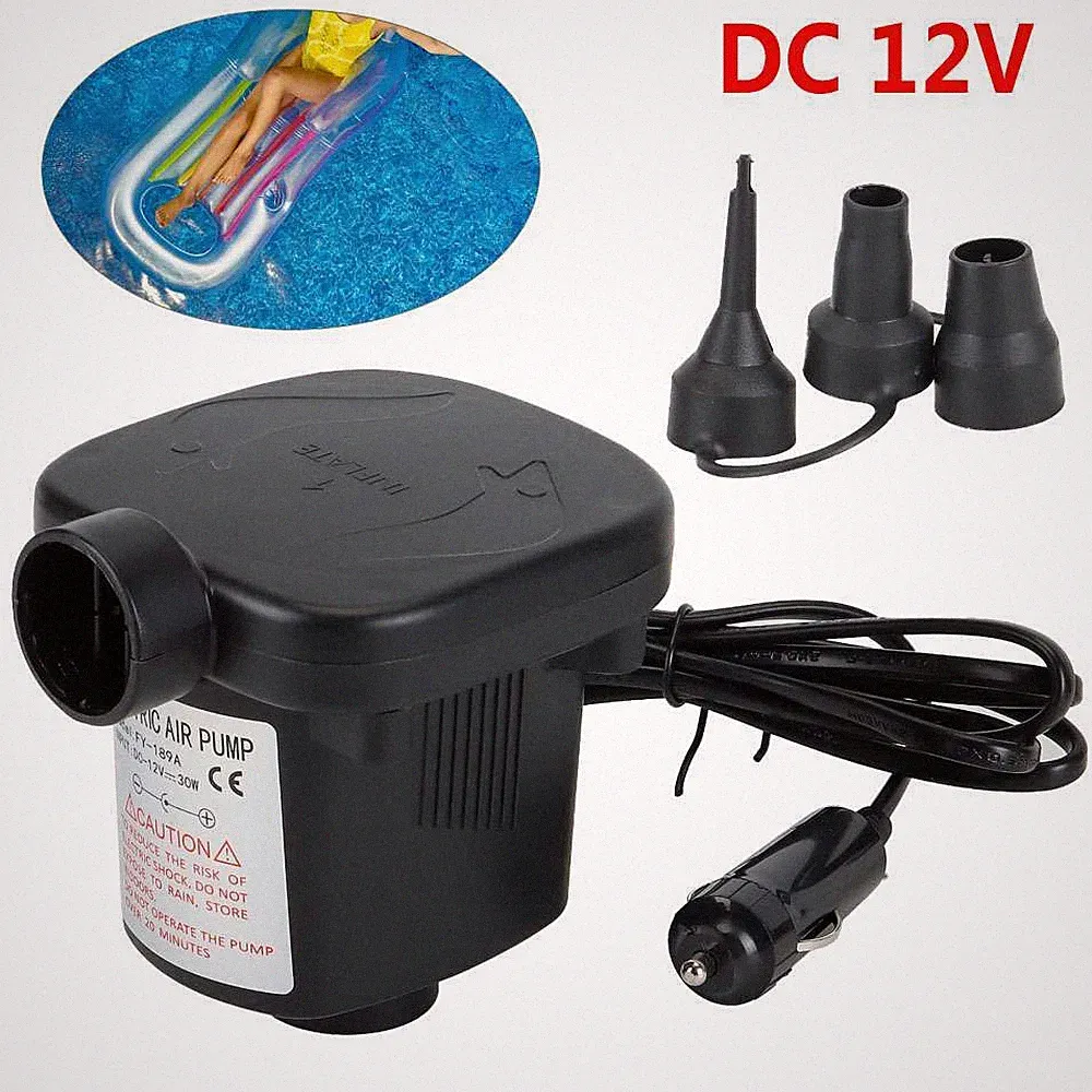 12V DC Electric Air Pump for Intex Inflatable Air Mattress Bed Boat Couch Pool