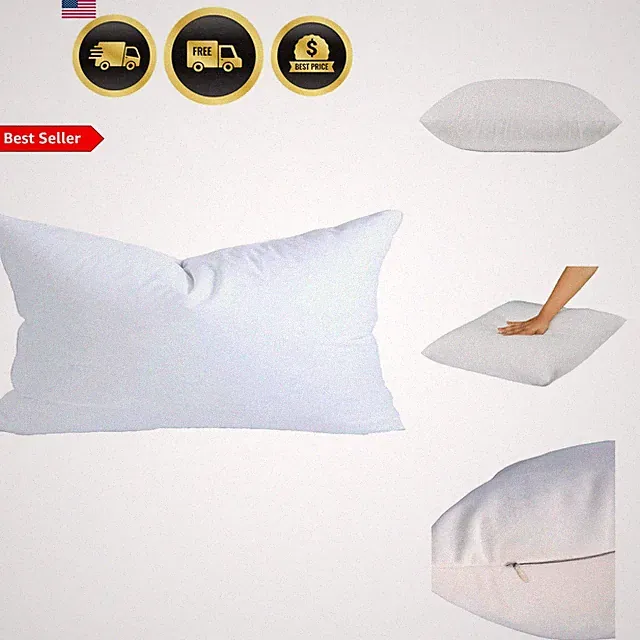12x20 Inch Synthetic Down Alternative Rectangle Pillow Insert Form Stuffer fo...