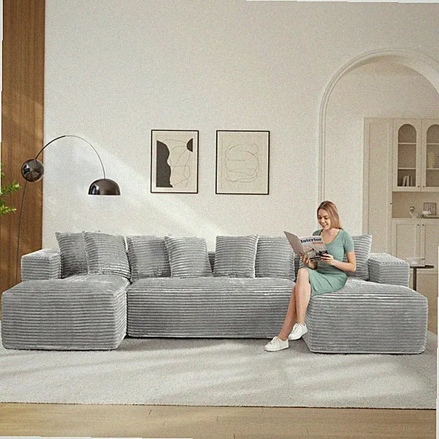 130" Deep Seat Modular Boneless Sectional Sofa Cloud Couch with Chaise Lounge