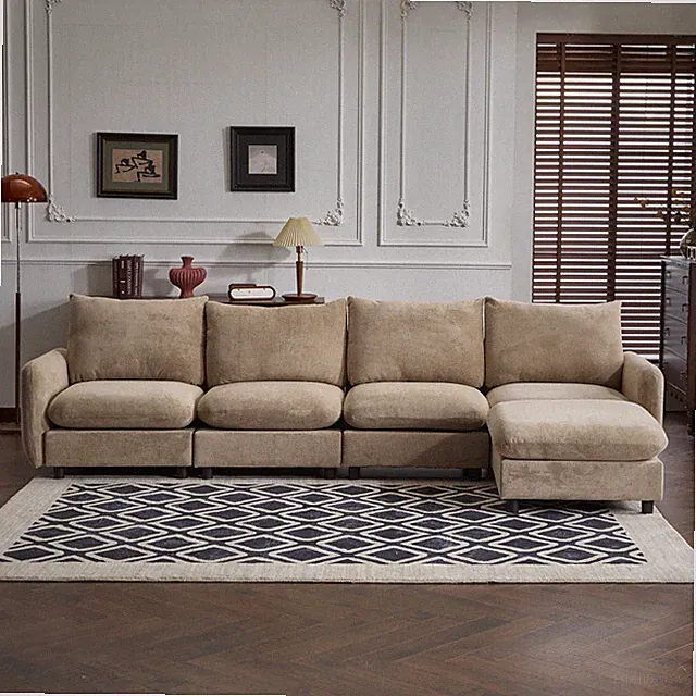 130 in. oversize 5-Piece L Shaped Modular Free Combination Sectional Velvet So
