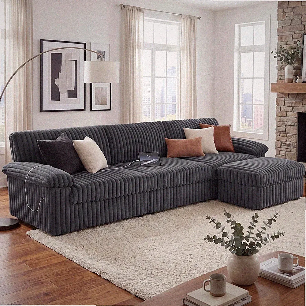 130" Modular Sectional Sofa Couches for Living Room, Convertible L-Shape