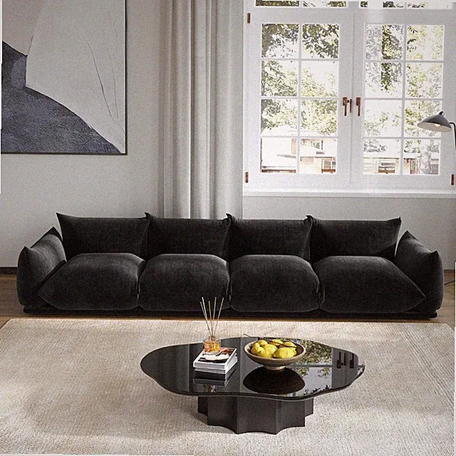 130" Oversized Deep Seat Cloud Sofa, Modern Chenille Sectional Couch, 4 Seat Mod