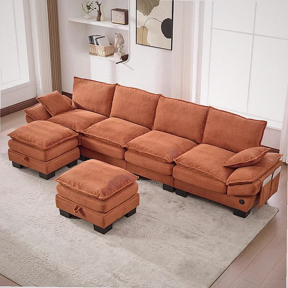 130" Oversized Modular Cloud Sectional Sofa Convertible U/L Shaped Couch Sets fo